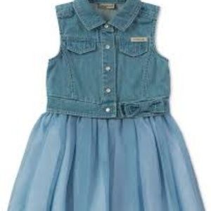 Calvin Klein Baby Girls Denim Tulle Dress